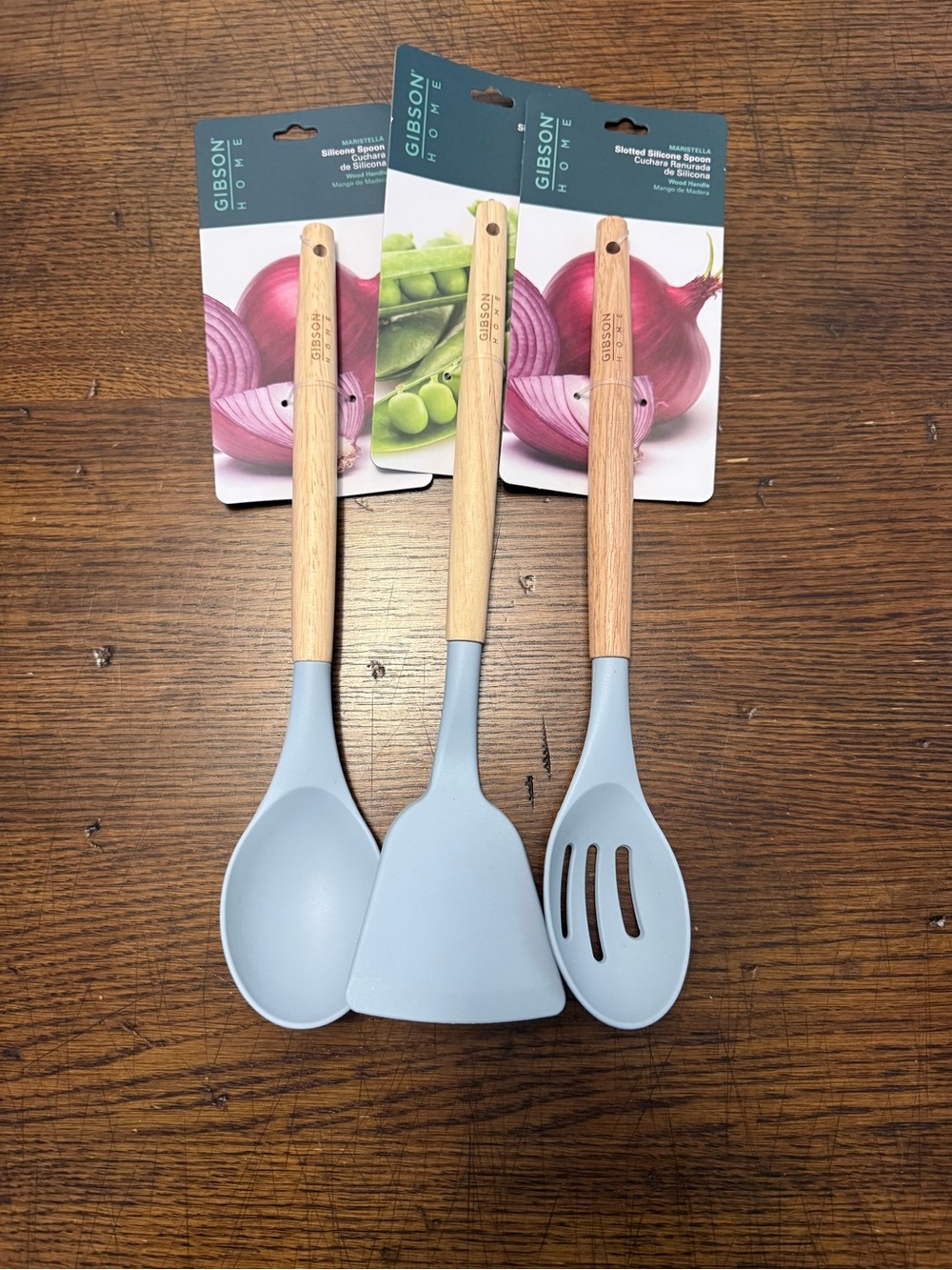 Gibson Home Gray Silicone Spoon, Slotted Spoon, Spatula Set | Brand New